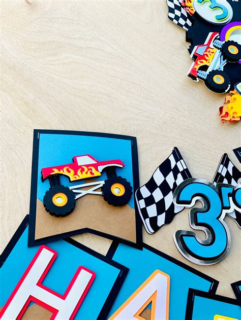 Monster Truck Birthday Banner Monster Jam Banner Hot Wheels Etsy