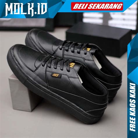 Jual Molk Sepatu Casual Formal Pria Hitam Kulit Sintetis Kerja Kantor