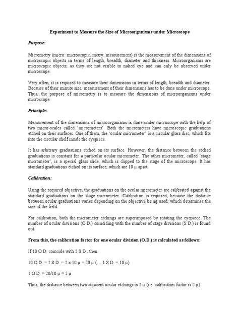 Micrometry | PDF | Microorganism | Calibration