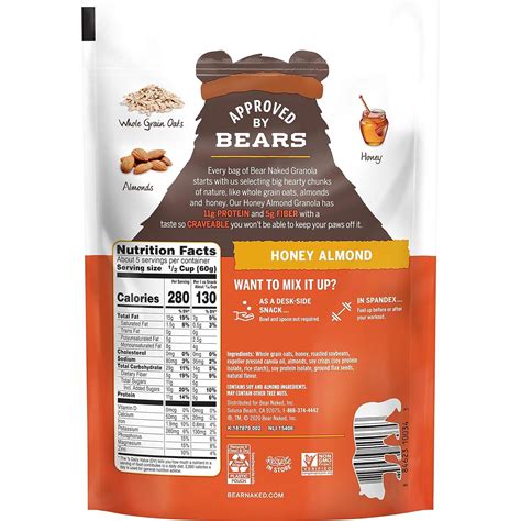 Bear Naked Honey Almond Protein Granola Cereal Snacks 6 Bags