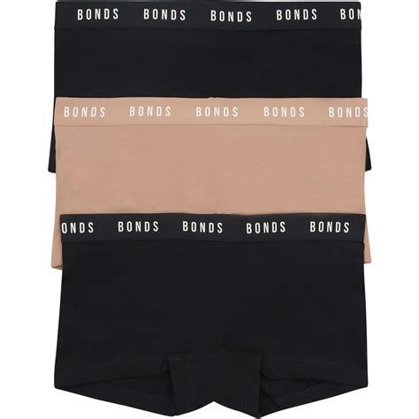 Bonds Women S Everyday Shorties 3 Pack Black Nude BIG W