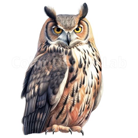 Great Horned Owl Clip Art Set Of 8 Printable PNG Commercial Use