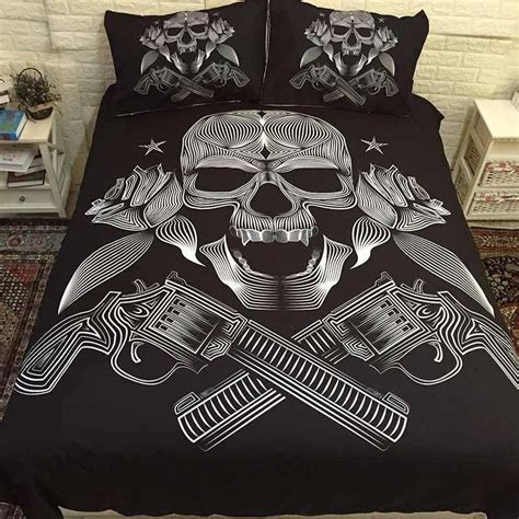 D Sugar Skull Skull Bed Set Comforter Bed Homemade Bedspread Set Qu