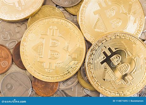 Bitcoins And Other Coins Stock Image Image Of Economy 114871695