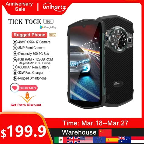 US AU EU IN STOCK Unihertz TickTock Waterproof Rugged Smartphone 5G