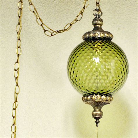 Vintage Hanging Light Hanging Lamp Green Globe Chain Cord Swag Lamp Pendant Light