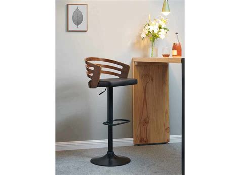 Tabouret De Bar Design En Bois Et Simili Noir Aiden Dip