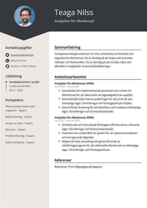 Exempel P Cv F R Compliance Analytiker Gratis Guide