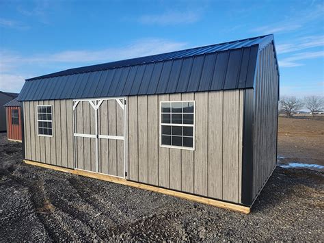 12x24 Lofted Storage Barn With Weatherwood Metal Siding Structure Depot