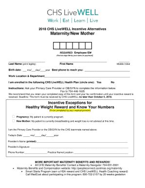 Fillable Online Complete A Hwr Maternity Exception Form With Chs