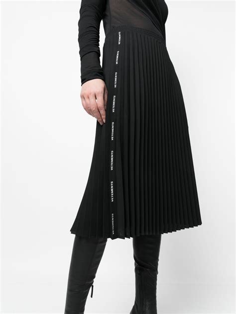 Vetements Knee Length Pleated Skirt Black Farfetch