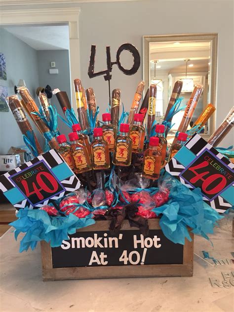 40th Birthday Cigar And Whiskey Centerpiece Smokin Hot At 40 40th Birthday 70th Birthday