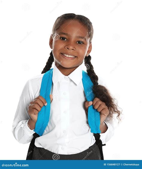 Happy African American Girl In School Uniform Stock Image Image Of