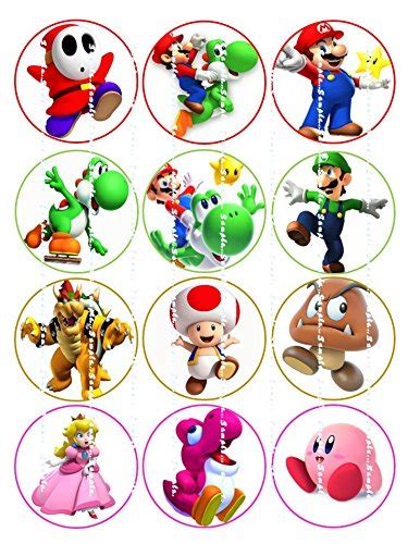 Amazon Super Mario Edible Image Cupcake Toppers Birthday Premium