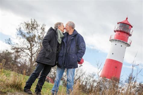 Happy Mature Couple Relaxing Baltic Sea Dunes Stock Image Image Of Retiree Mature