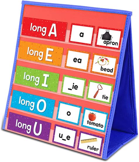 Vnom Pocket Chart Table Top Desktop Tabletop Teaching Pocket Chart Double Sided And Self Standing