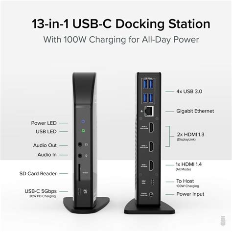 Plugable Usb C Triple Display Docking Station With Displaylink Usb Graphics Alt Mode Video