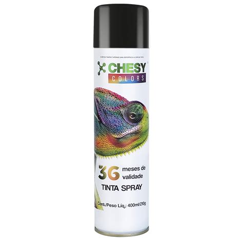 Tinta Spray Uso Geral Preto Brilhante 400ml Chesy Colors Chesy