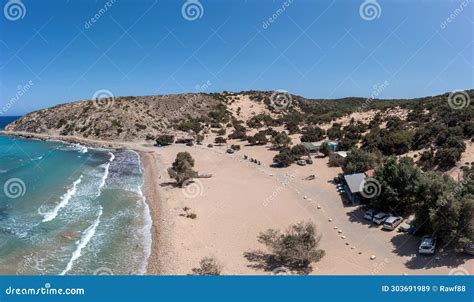 Crete Greece Gavdos Island Aerial Drone View Of Sandy Beach Wild Landscape Ripple Sea Water