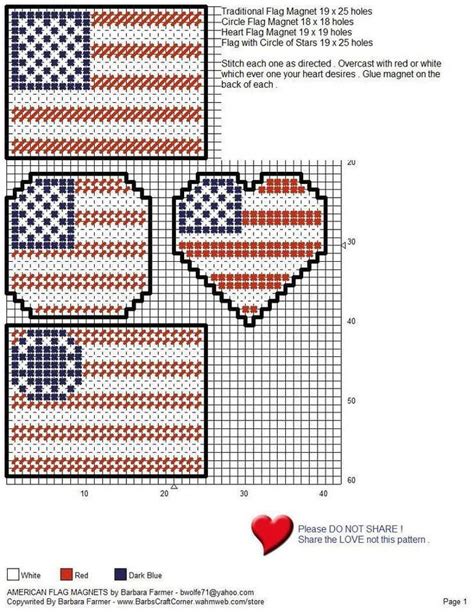 American Flag Magnets 736953 Plastic Canvas Stitches Plastic