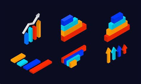 3d Isometric Of Different Style Colorful Bar Graph For Infographic Element Collection 25162211