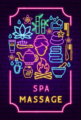 Affiche Au Néon Du Massage Spa Vecteurs Libres De Droits Et Plus D