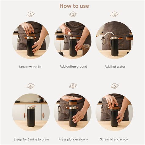 Icafilas Travel Mug Portable French Press Coffee Maker Ml Fk