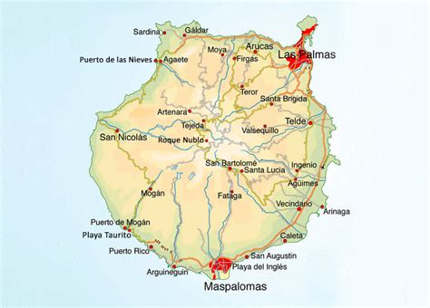 Gran Canaria map - detailed map | Gran Canaria Beaches