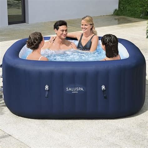 Bestway SaluSpa Hawaii AirJet Inflatable Hot Tub 6 Person With 140 Jets Blue Gray Peach Frog