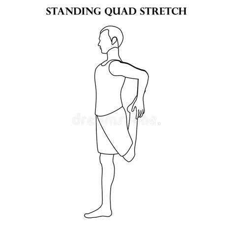 Standing Quad Stretch Yoga Workout. Man Doing Yoga Illustration Stock ...