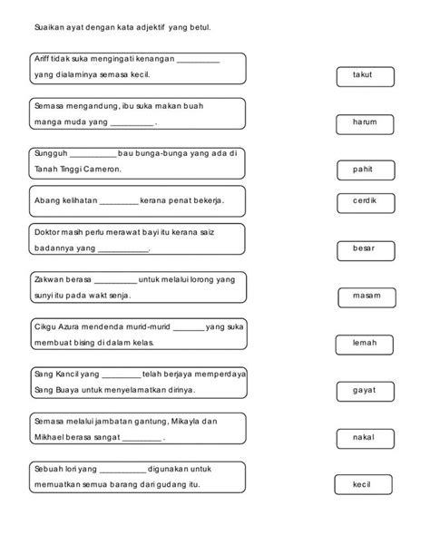 Kata Adjektif Interactive Worksheet For Tahun The Best Porn Website