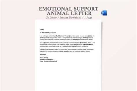 Emotional Support Animal Letter Graphic By Watercolortheme · Creative