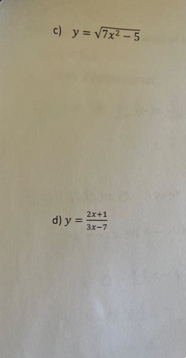 Solved Y 7x2−5 Y 3x−72x 1