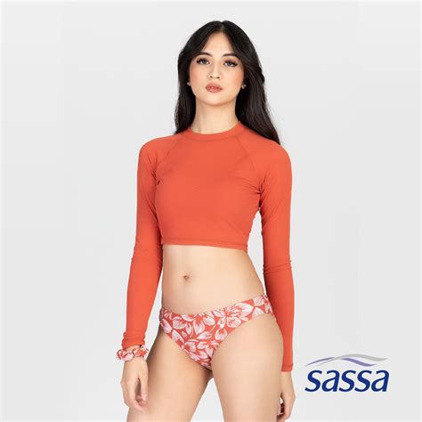 Sassa Desert Sunset Cropped Rashguard Bikini Set With Lining Women Sexy
