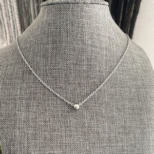 Stainless Steel Minimalist Mm Ball Necklace With Stainless Steel Round