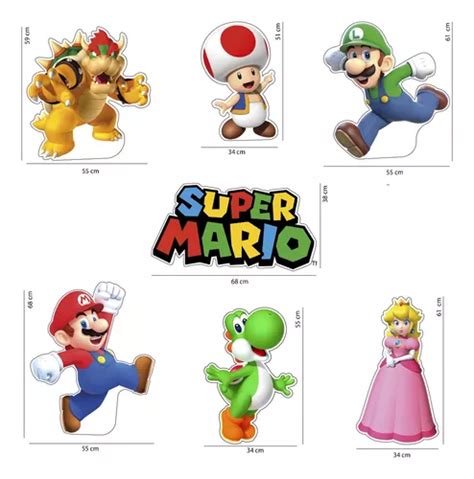 Figuras Mario Bros Base Rígida Kit 7 Pzas Coroplast en venta en