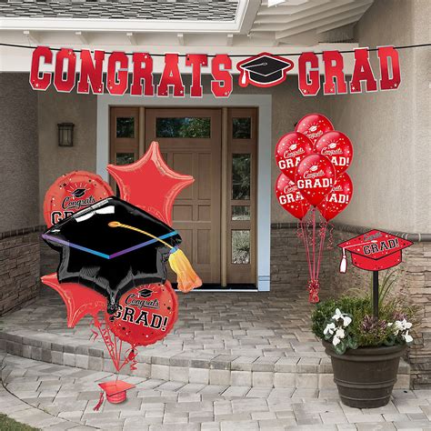 Congrats Grad Red Graduation Outdoor Decorations Kit Party City