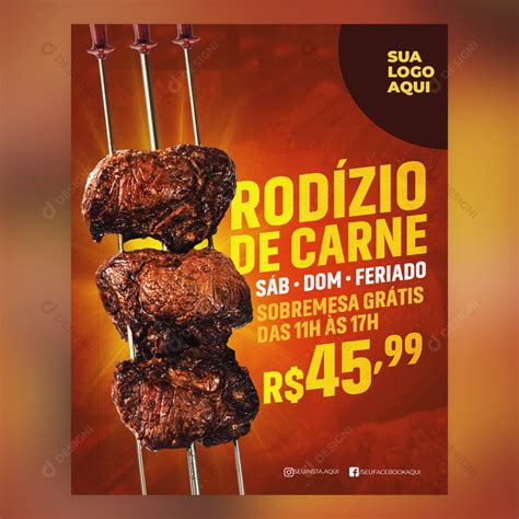 Rodízio de Carne Churrasco Social Media PSD Editável download