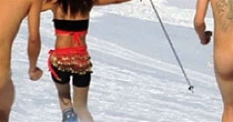 Half Naked Skiers Enjoy Themselves In The Snow Telegrafi Telegrafi