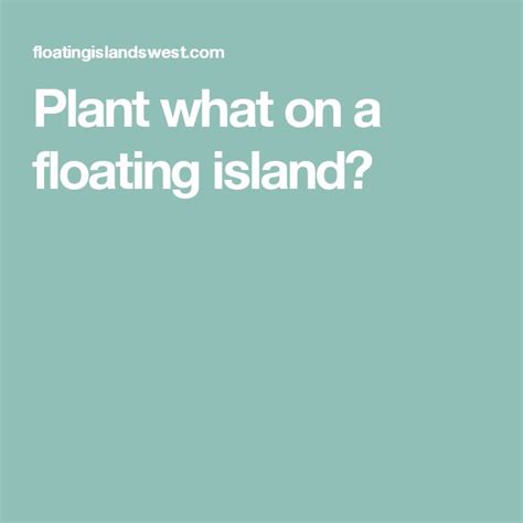 Plant What On A Floating Island Floating Floating Island Island