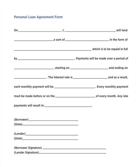 Free Printable Personal Loan Forms - Printable Forms Free Online