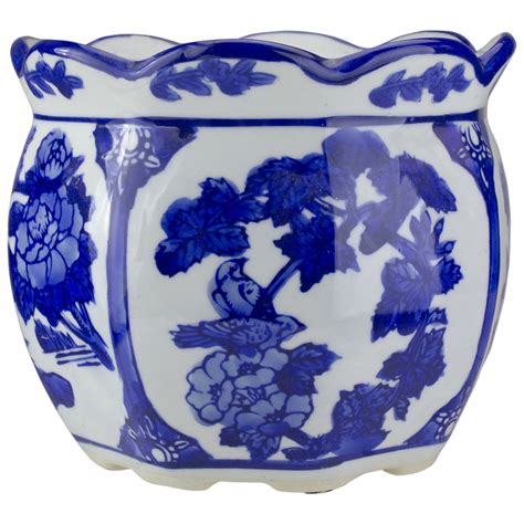 White And Blue Delft Design Ceramic Floral Flower Pot Walmart