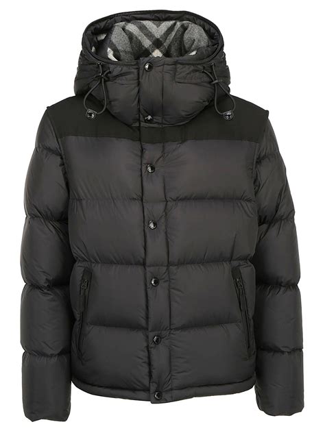 Burberry Synthetic Detachable Sleeve Hooded Puffer Jacket In Black For