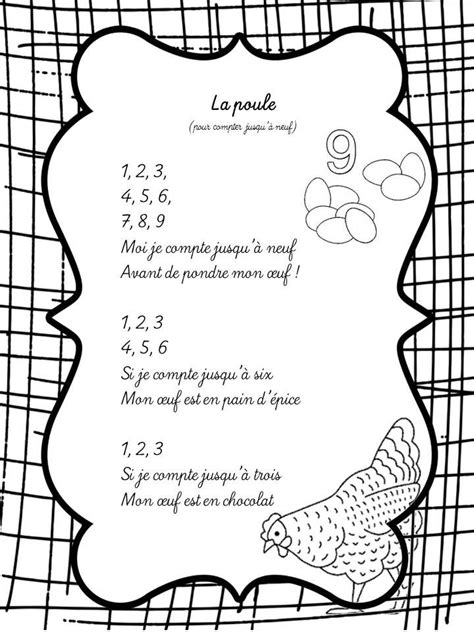 Comptine Compter La Poule Vers Les Maths Ms P Riode Comptines