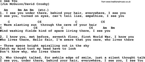 I See You By The Byrds Lyrics And Chords