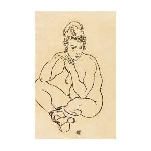 Seated Female Nude Arms Resting On Knees Legs Crossed Painting