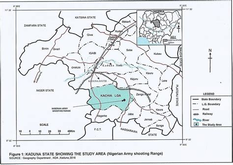 Map Of Kaduna State Showing Study Area Nigerian Army Shooting Range