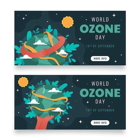 Conjunto de banners horizontales del día mundial del ozono Vector Gratis