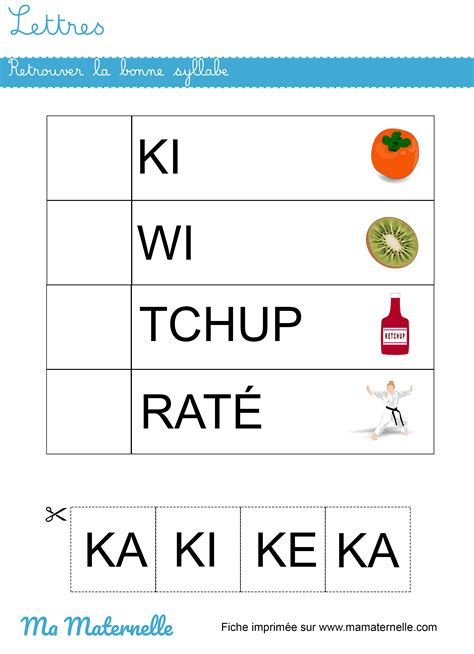 Lettres Retrouver La Bonne Syllabe Ma Maternelle