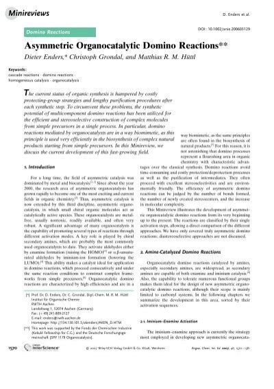 Asymmetric Organocatalytic Domino Reactions This Work Was